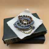 semi precious beaded boho stretch bracelet (grey)